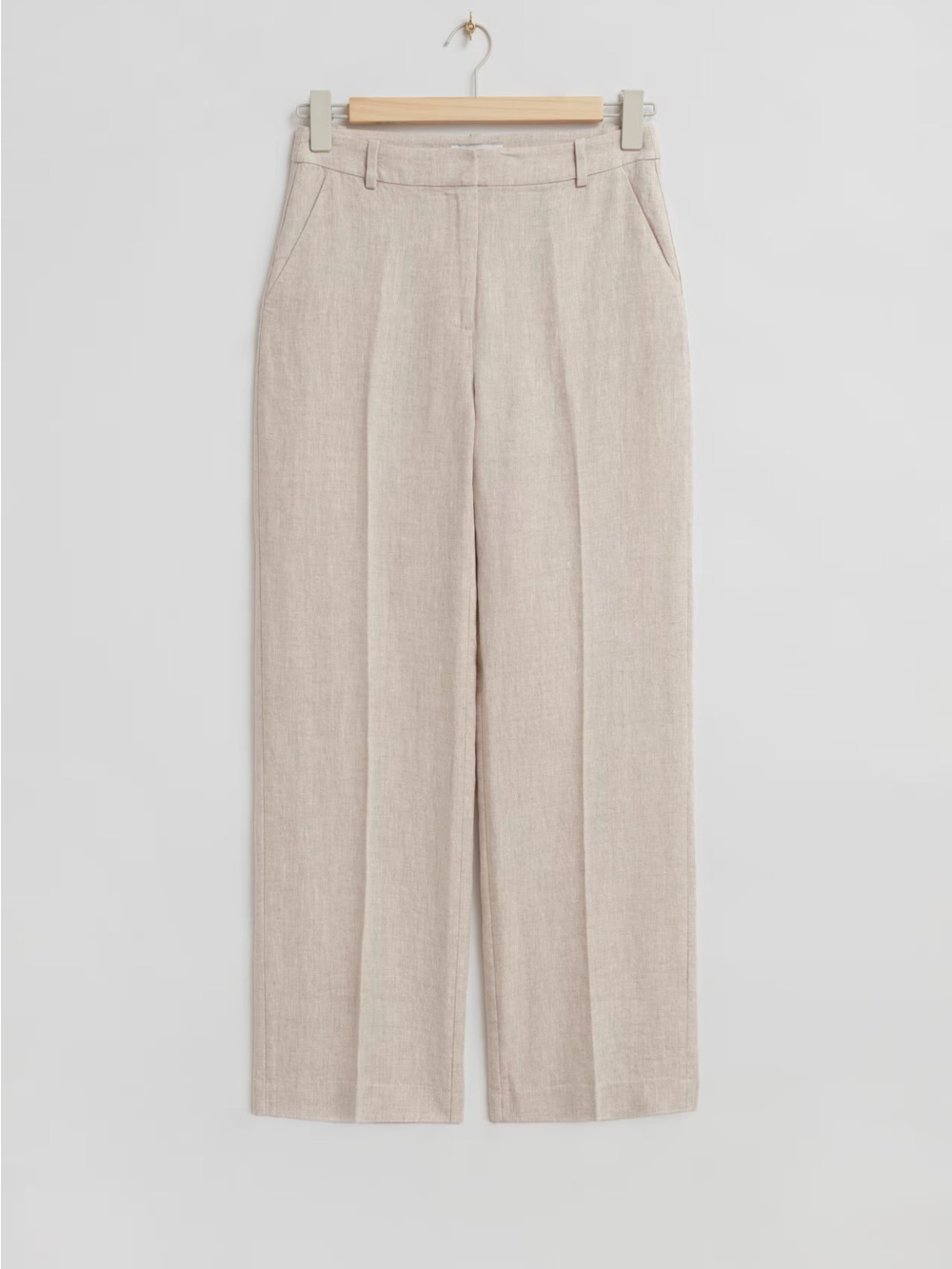 Straight-Leg Linen-Blend Trousers in Light Taupe
